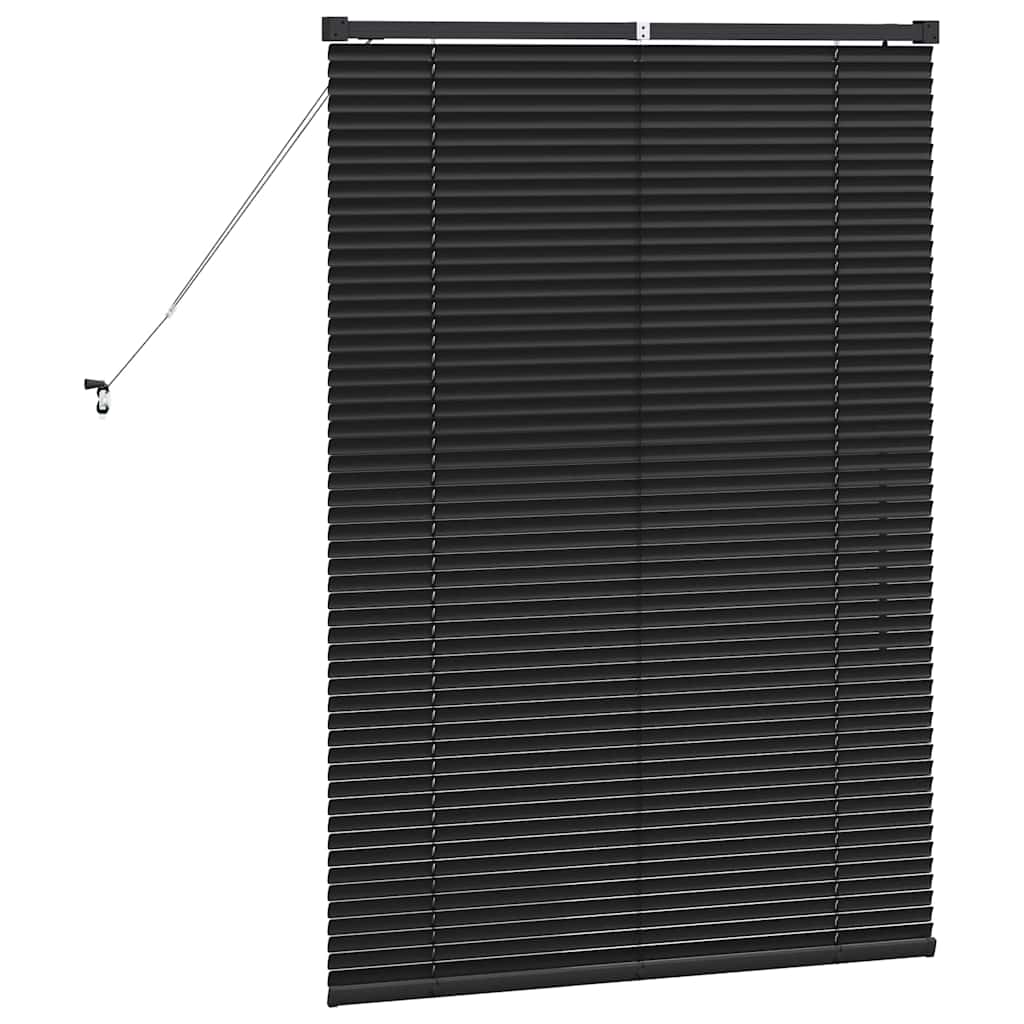 Window Blind with Curtains Manual Black Aluminium